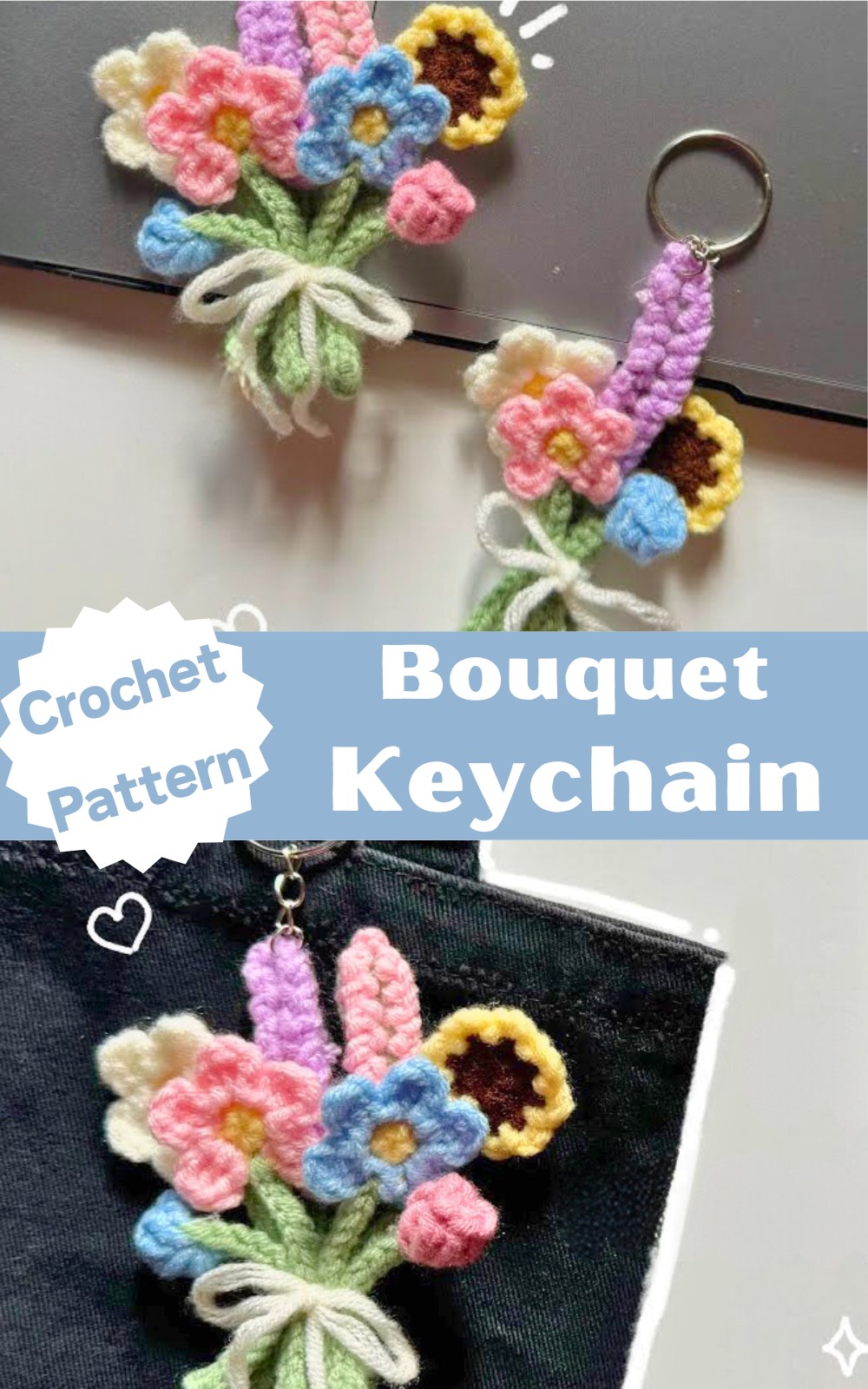 Crochet Mini Bouquet Keychain