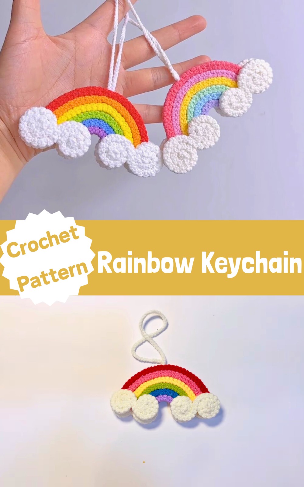 Crochet Rainbow Keychain