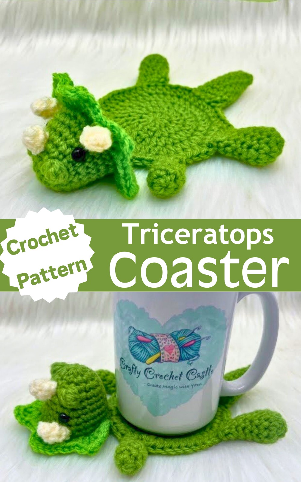 Crochet Triceratops Coaster