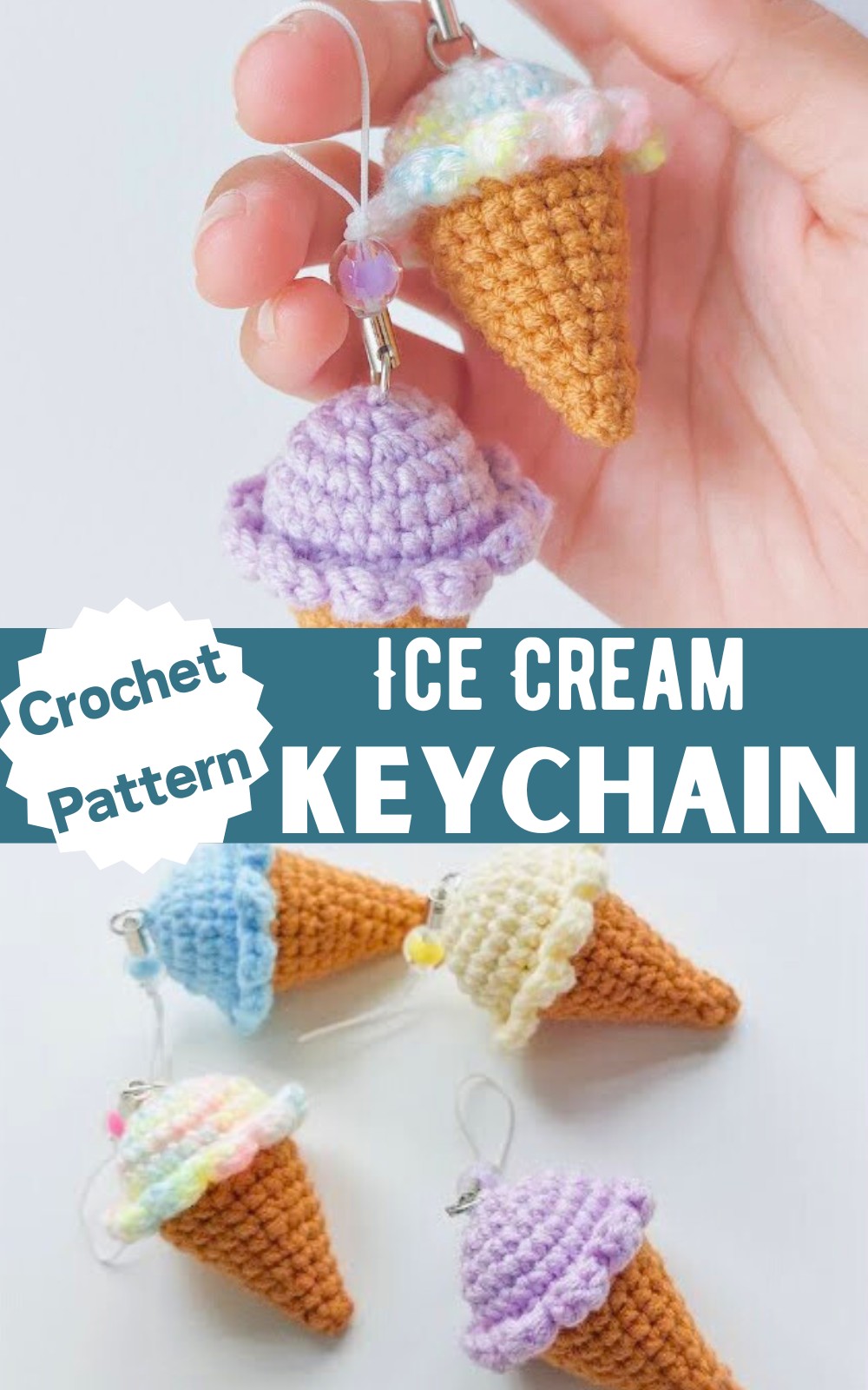 Crochet a Mini Ice Cream Keychain