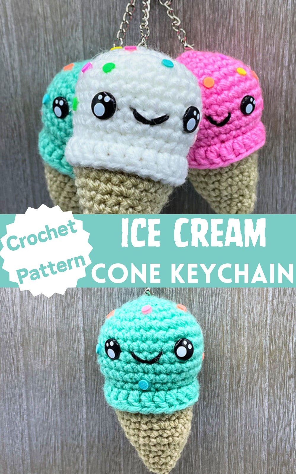 Ice Cream Cone Keychain