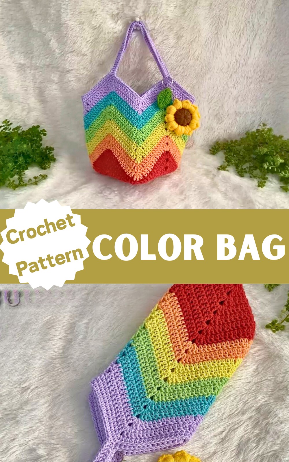 Rainbow Color Crochet Bag