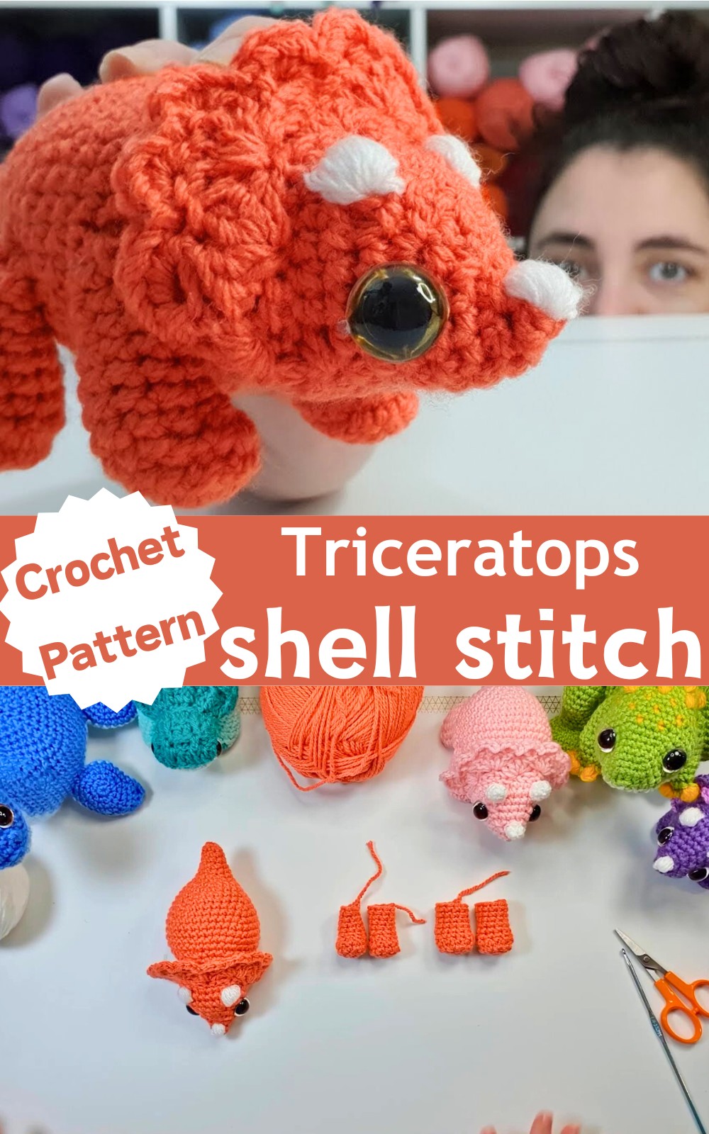 Triceratops with shell stitch