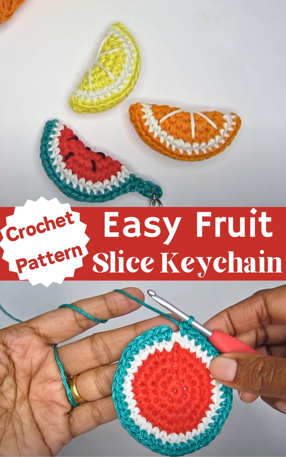 Crochet Fruit Slice Keychain