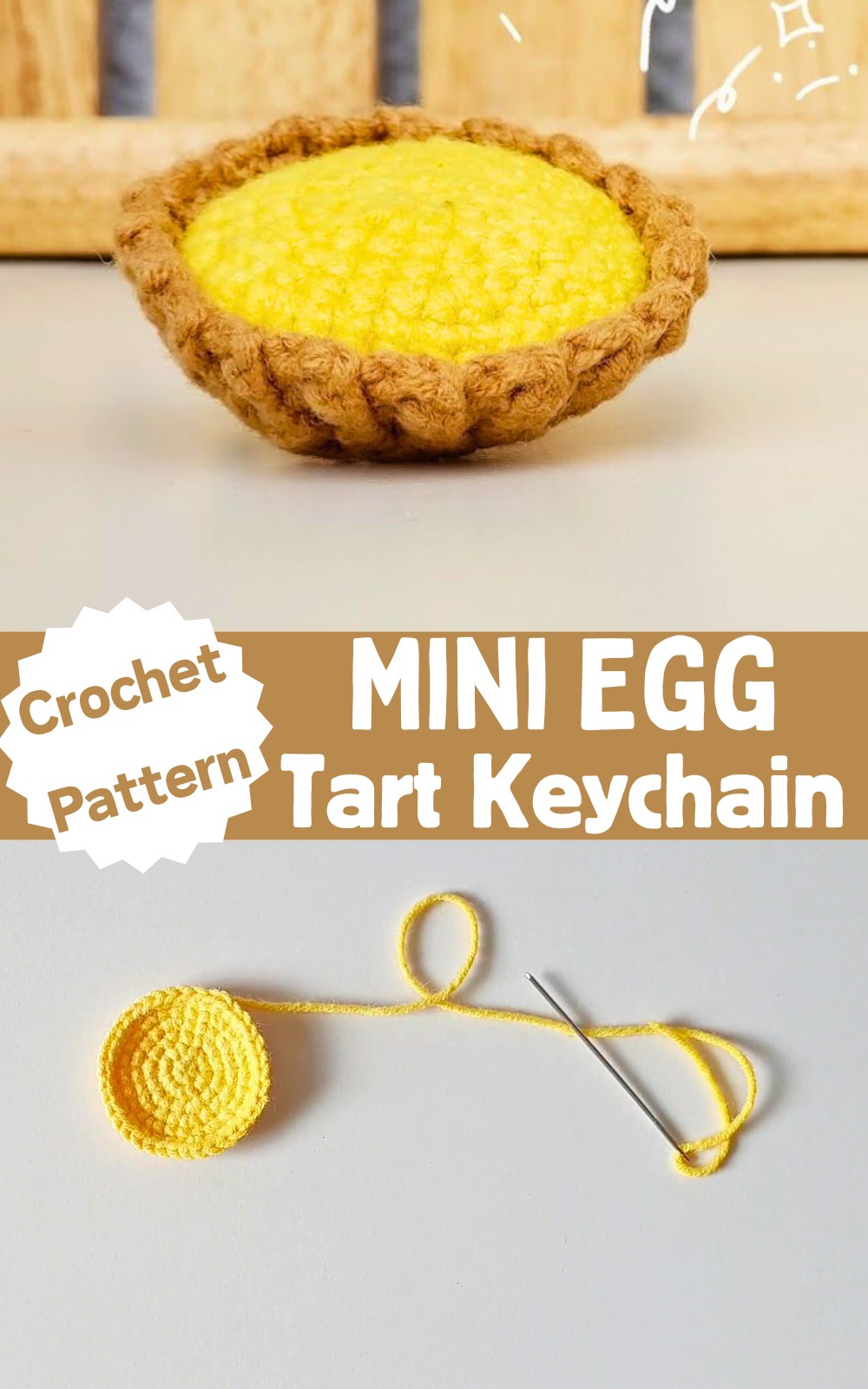 Crochet Mini Egg Tart Keychain