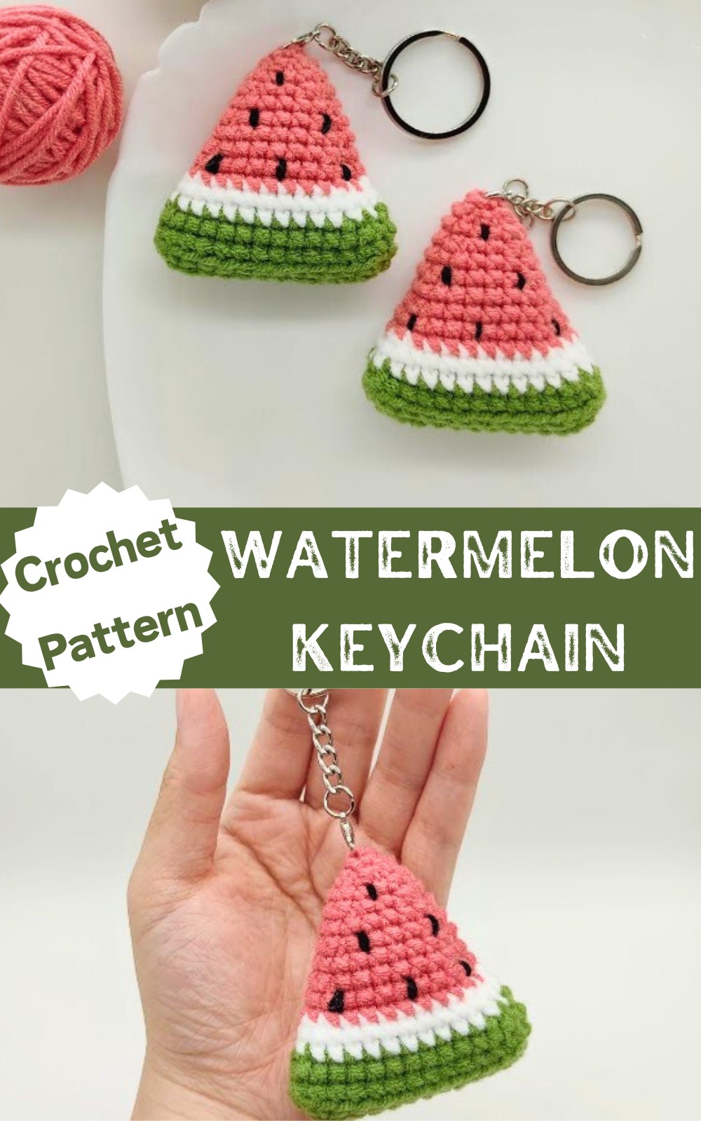 Crochet Watermelon Keychain