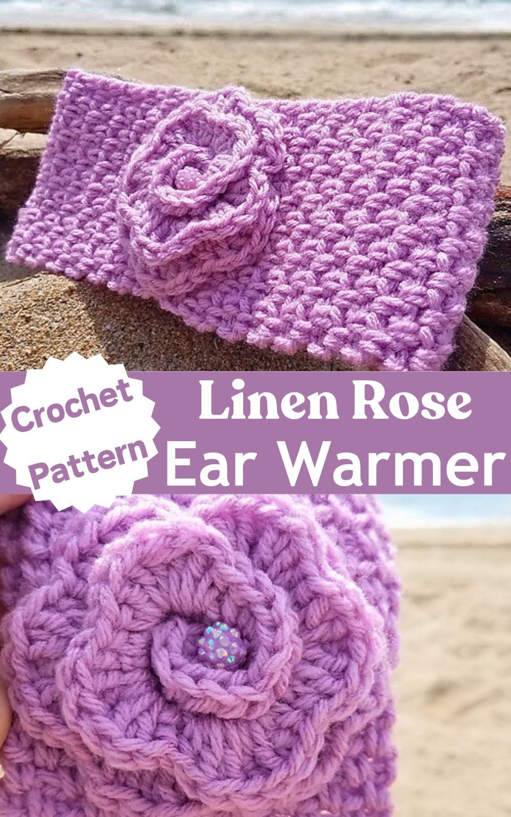 Linen Rose Ear Warmer