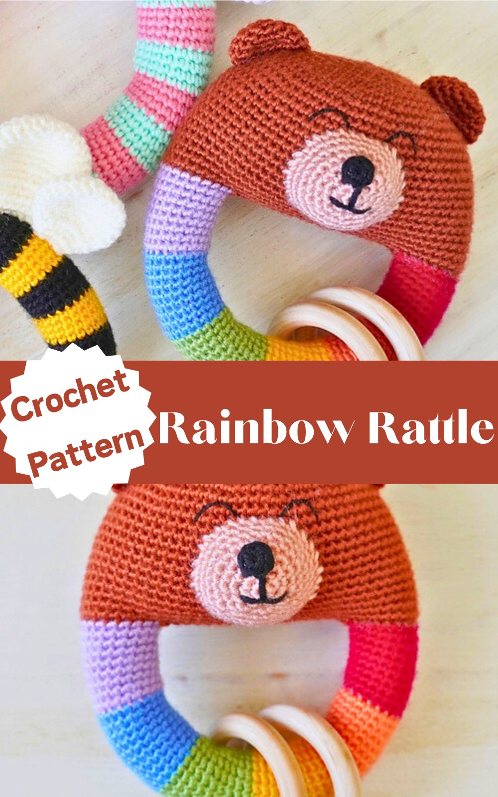 Rainbow Bear Baby Rattle