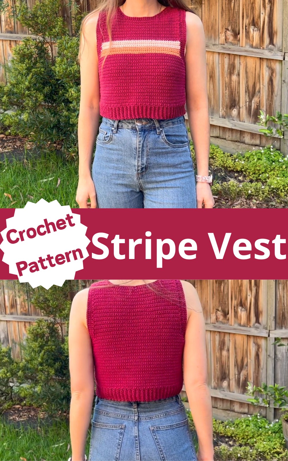 Crochet Cropped Stripe Vest