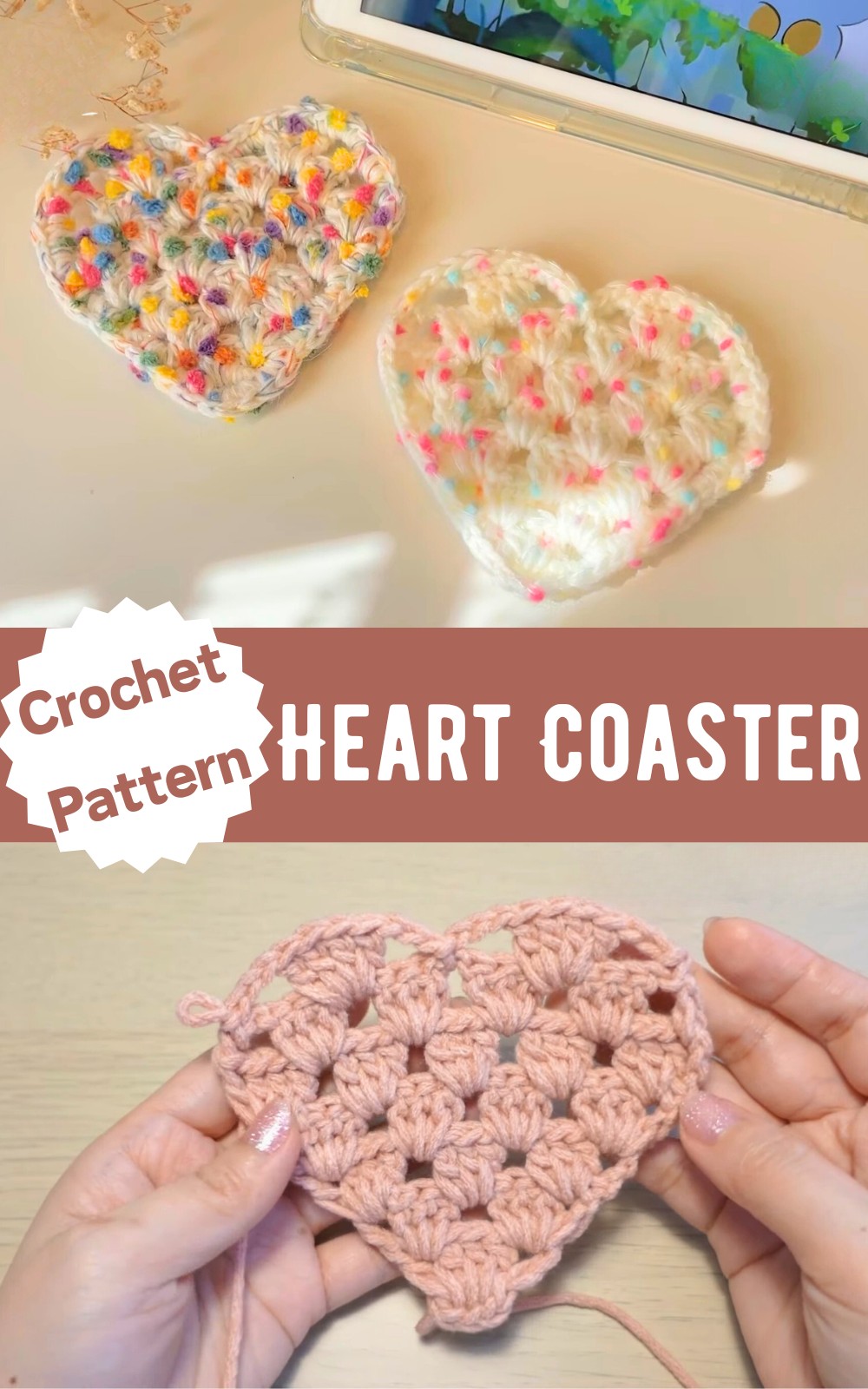 Crochet Heart Coaster