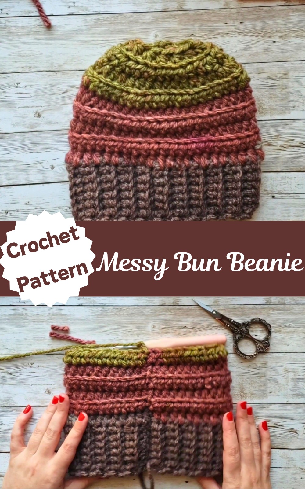 Crochet Messy Bun Beanie