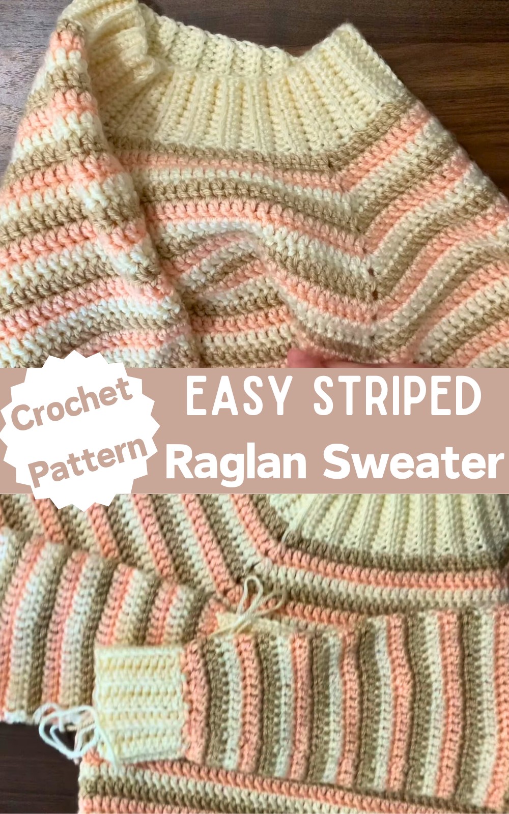 Crochet Striped Raglan Sweater