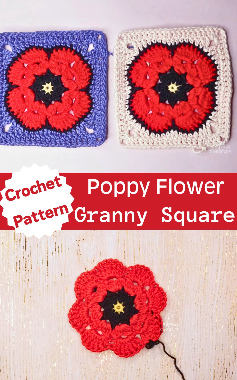 Crochet a Poppy Flower Granny Square