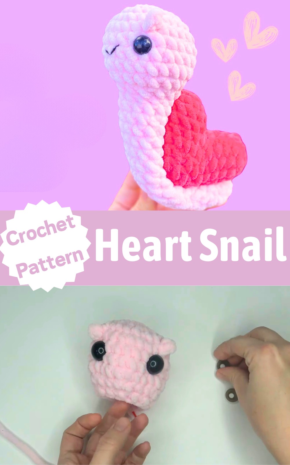 Crochet Amigurumi Plushie Heart Snail