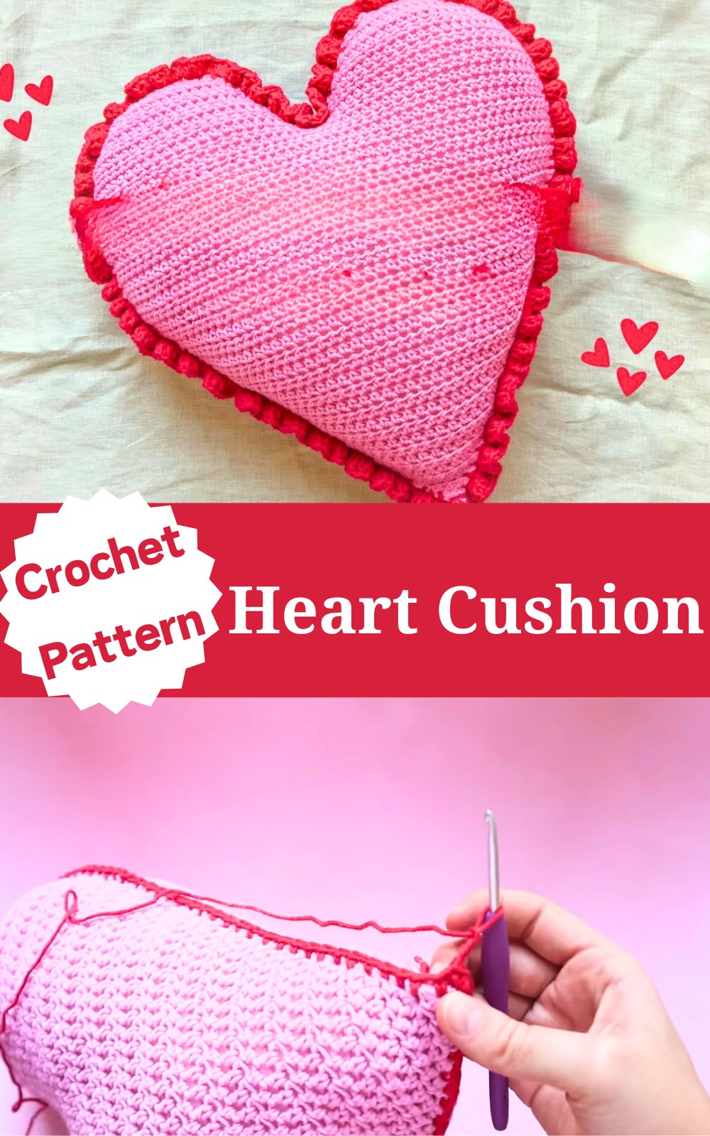 Crochet Heart Cushion