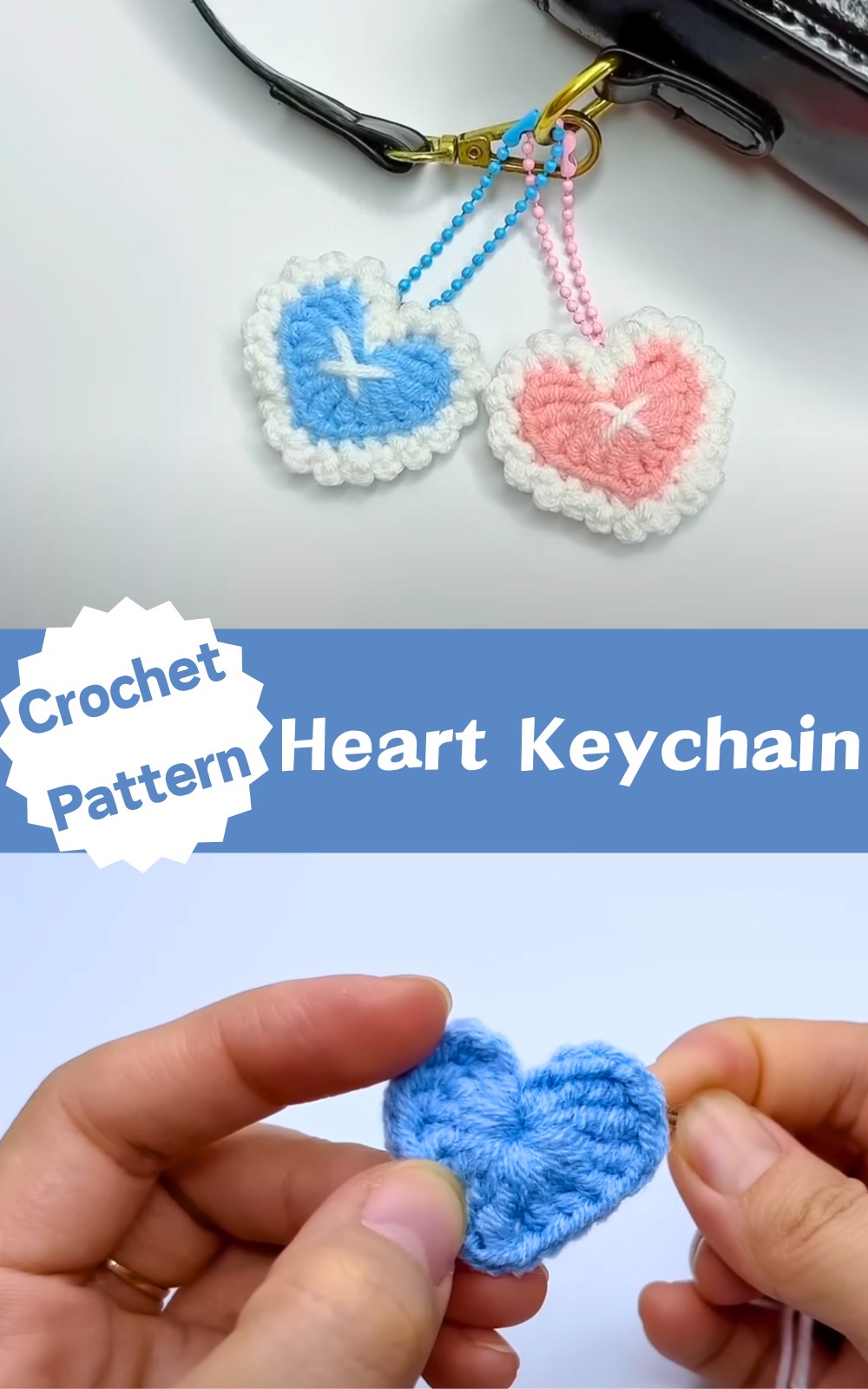 Crochet Heart Keychain