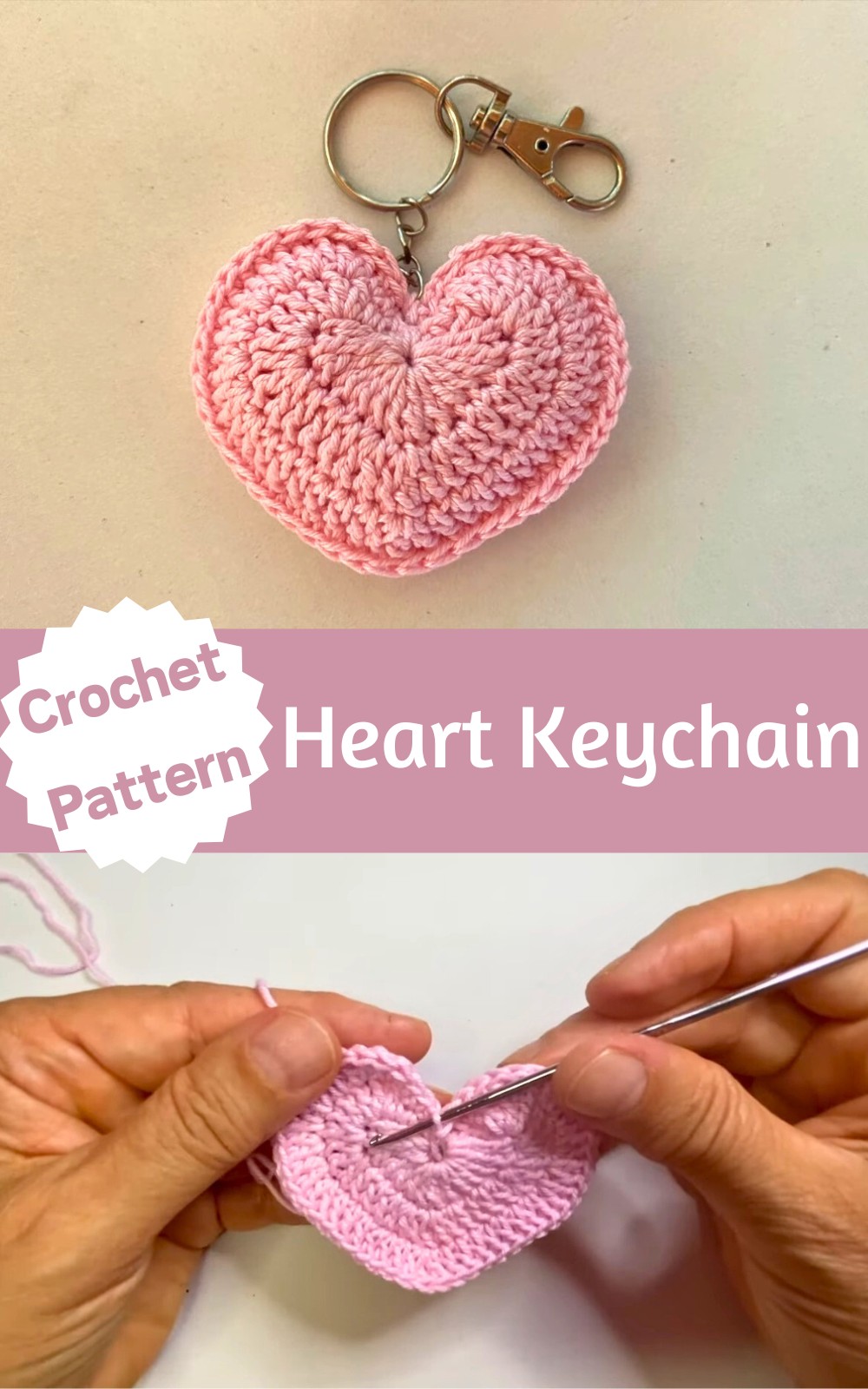 Crochet Heart Keychain