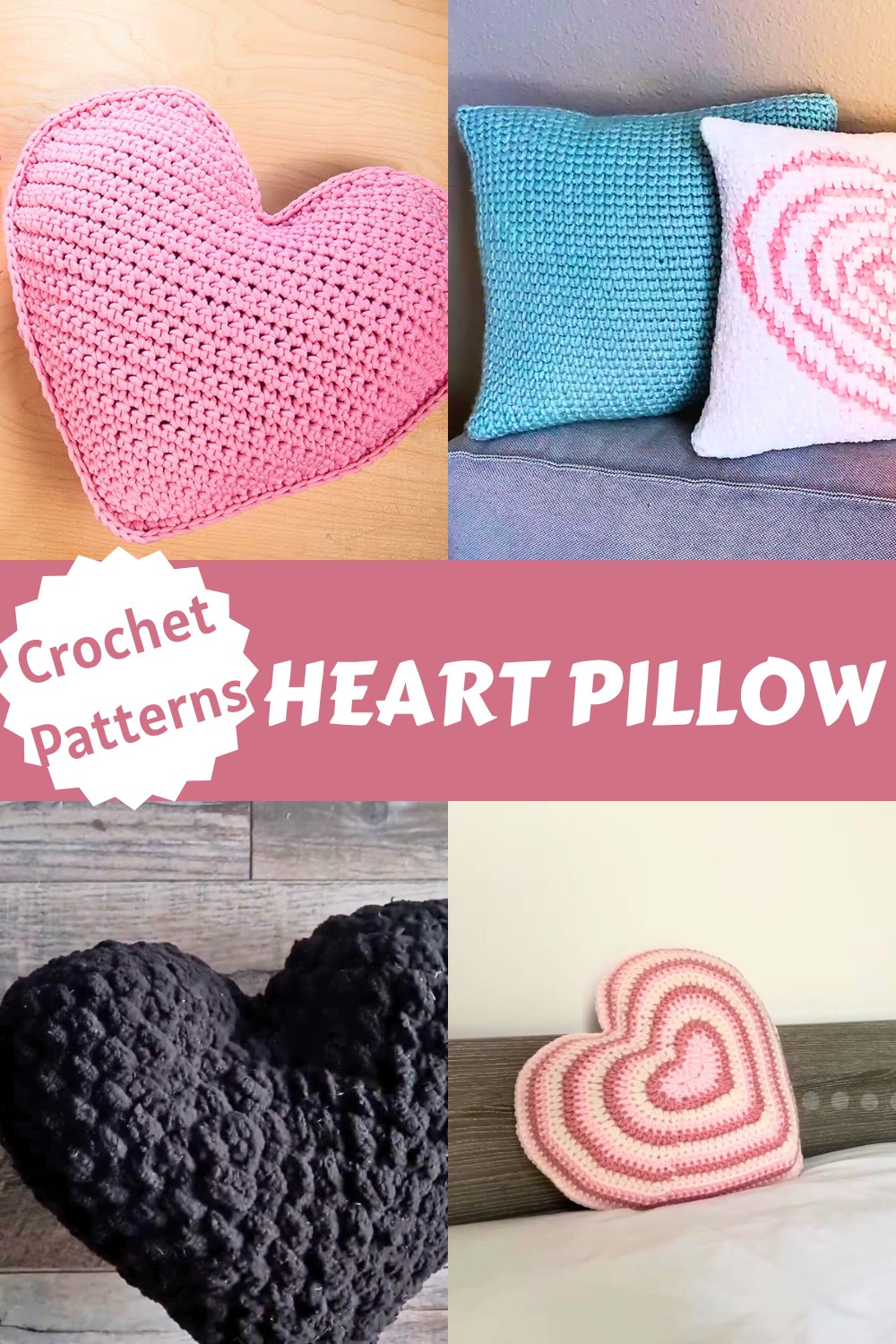 Crochet Heart Pillow