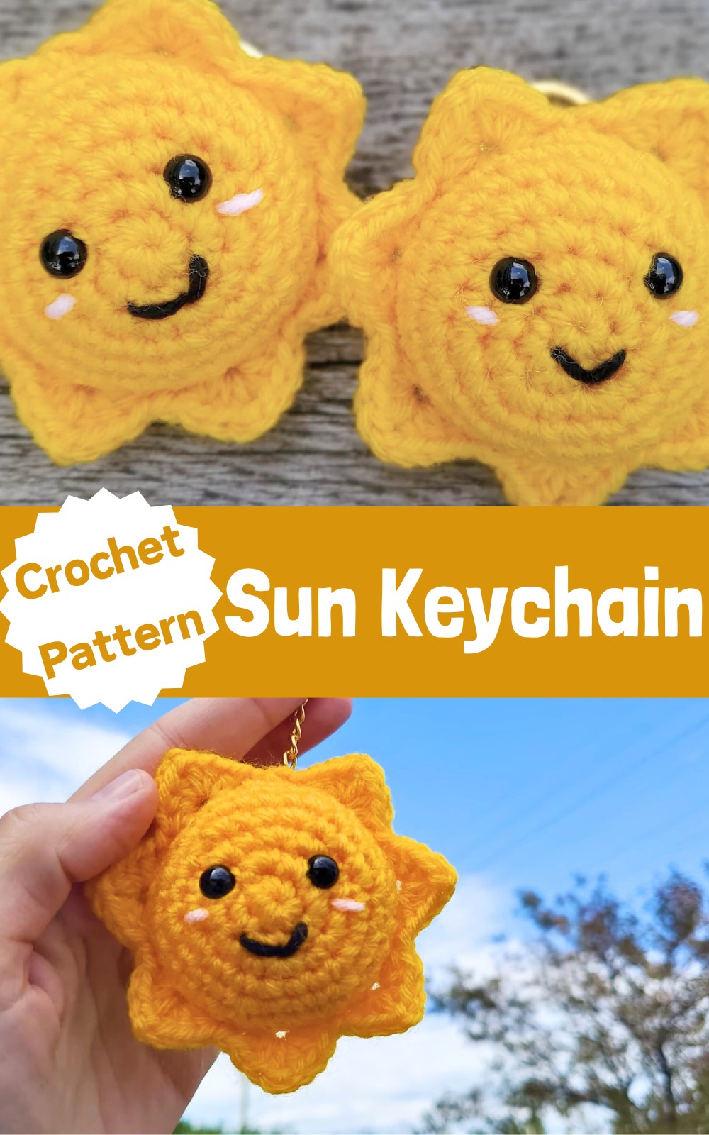 Crochet Sun Keychain