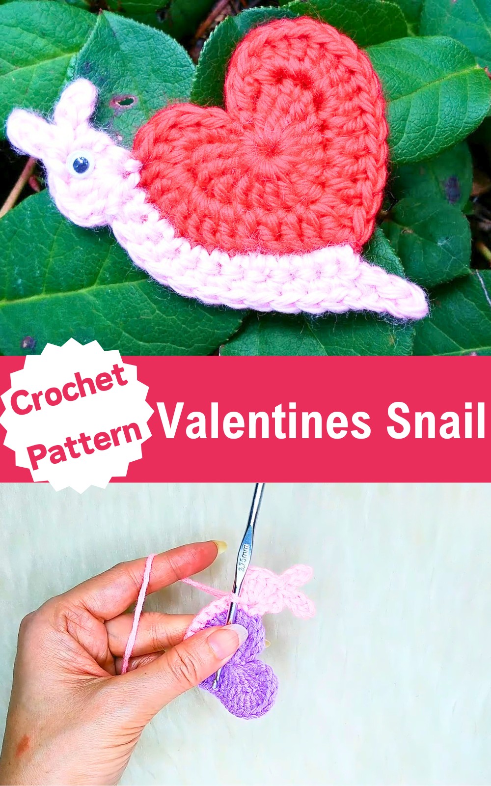 Crochet Valentines Snail