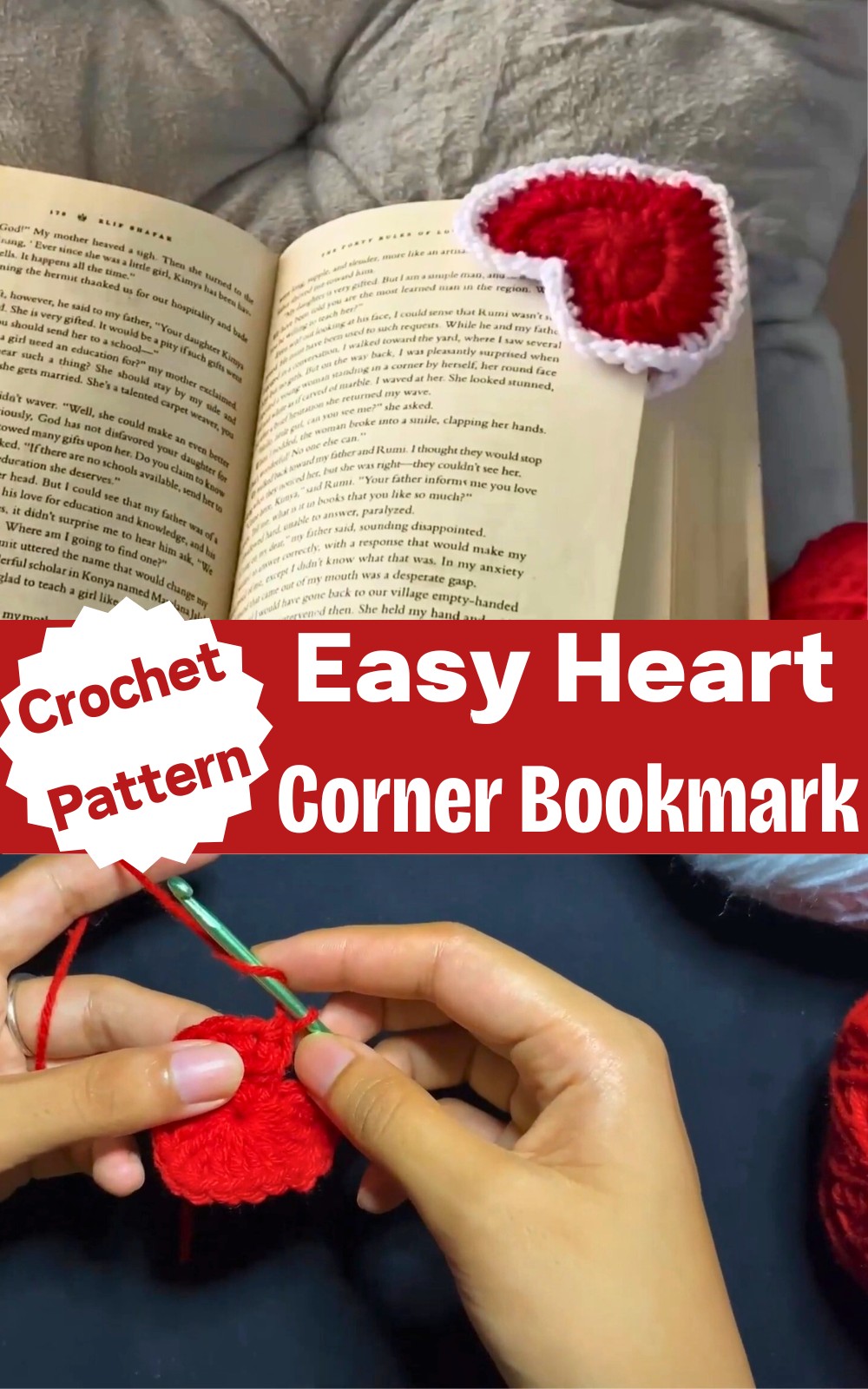 Crochet a Heart Corner Bookmark