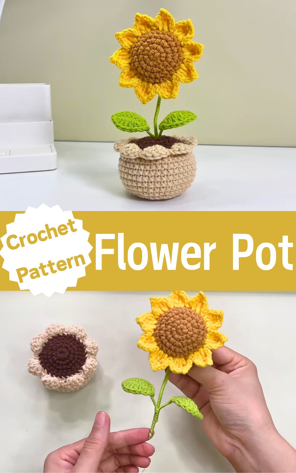 Crochet flower pot