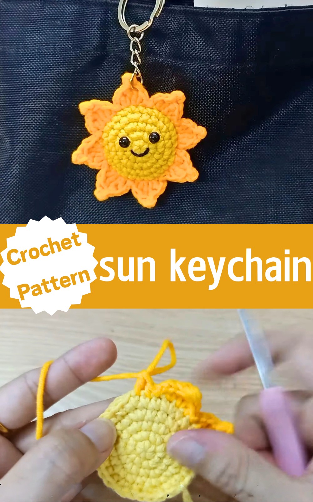 Easy Crochet sun keychain