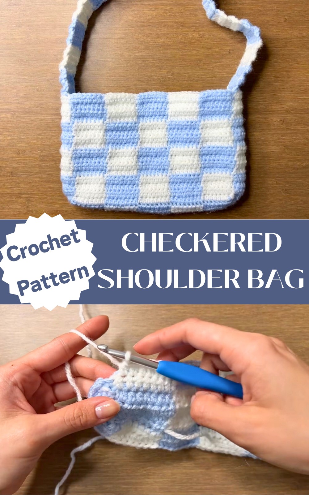 Checkered Crochet Shoulder Bag Tutorial