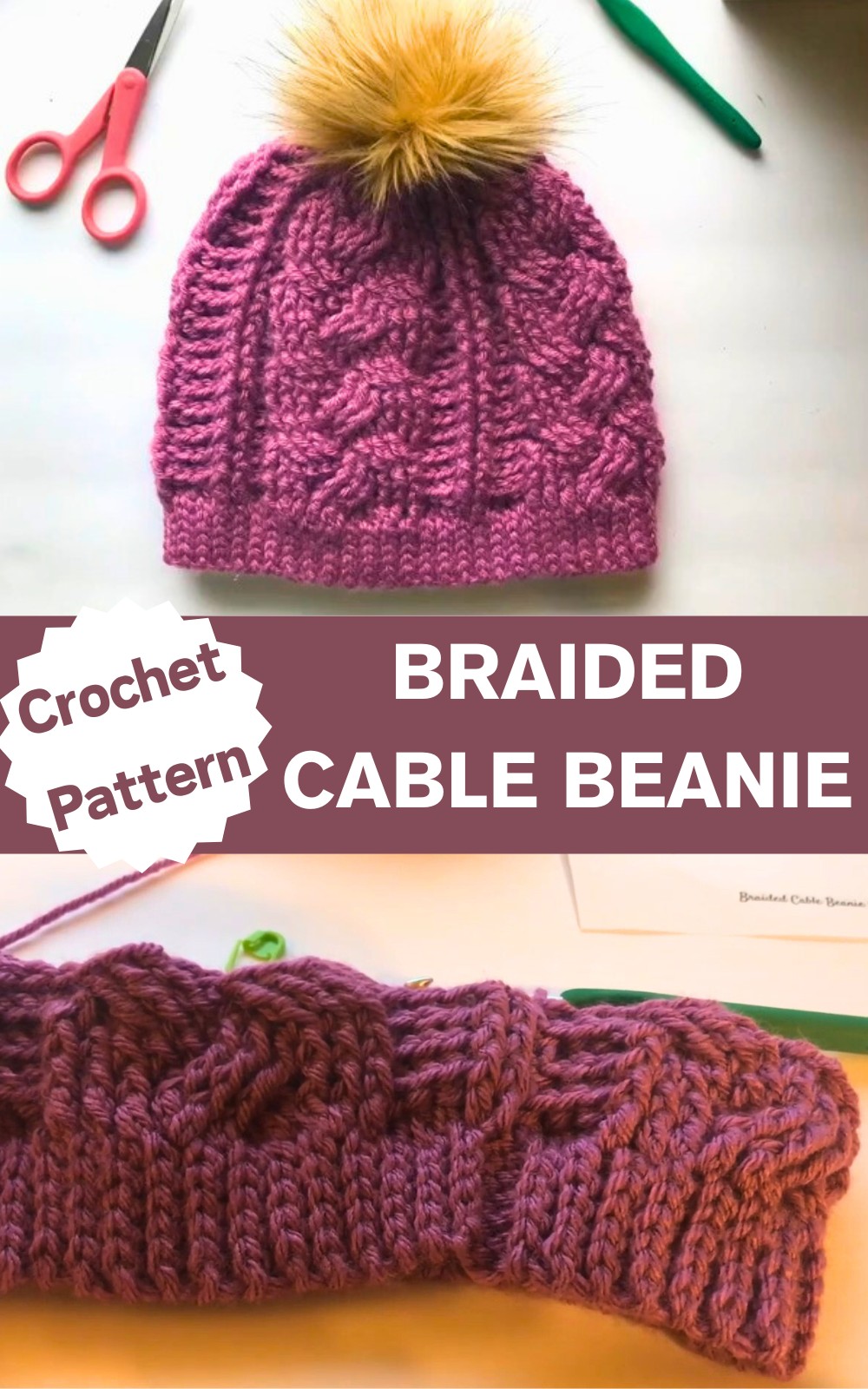 Crochet Braided Cable Beanie