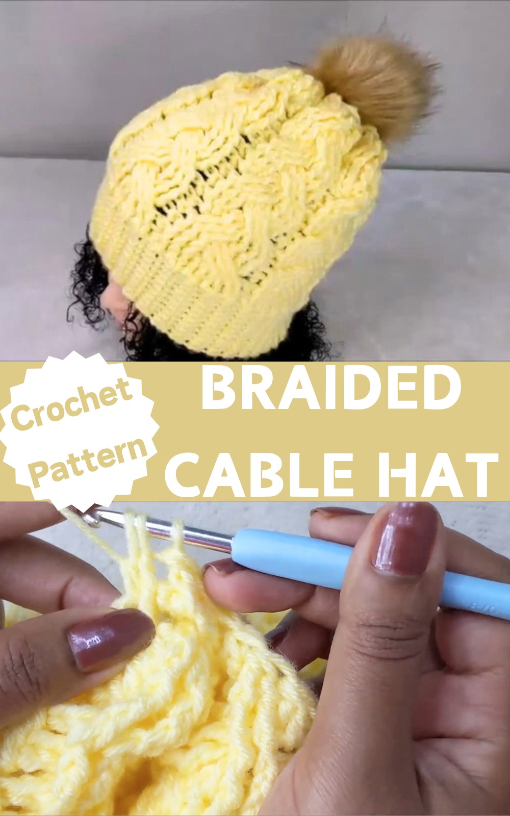 Crochet Braided Cable Hat 