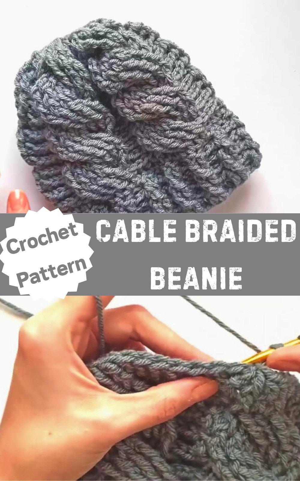 Crochet Cable Braided Beanie