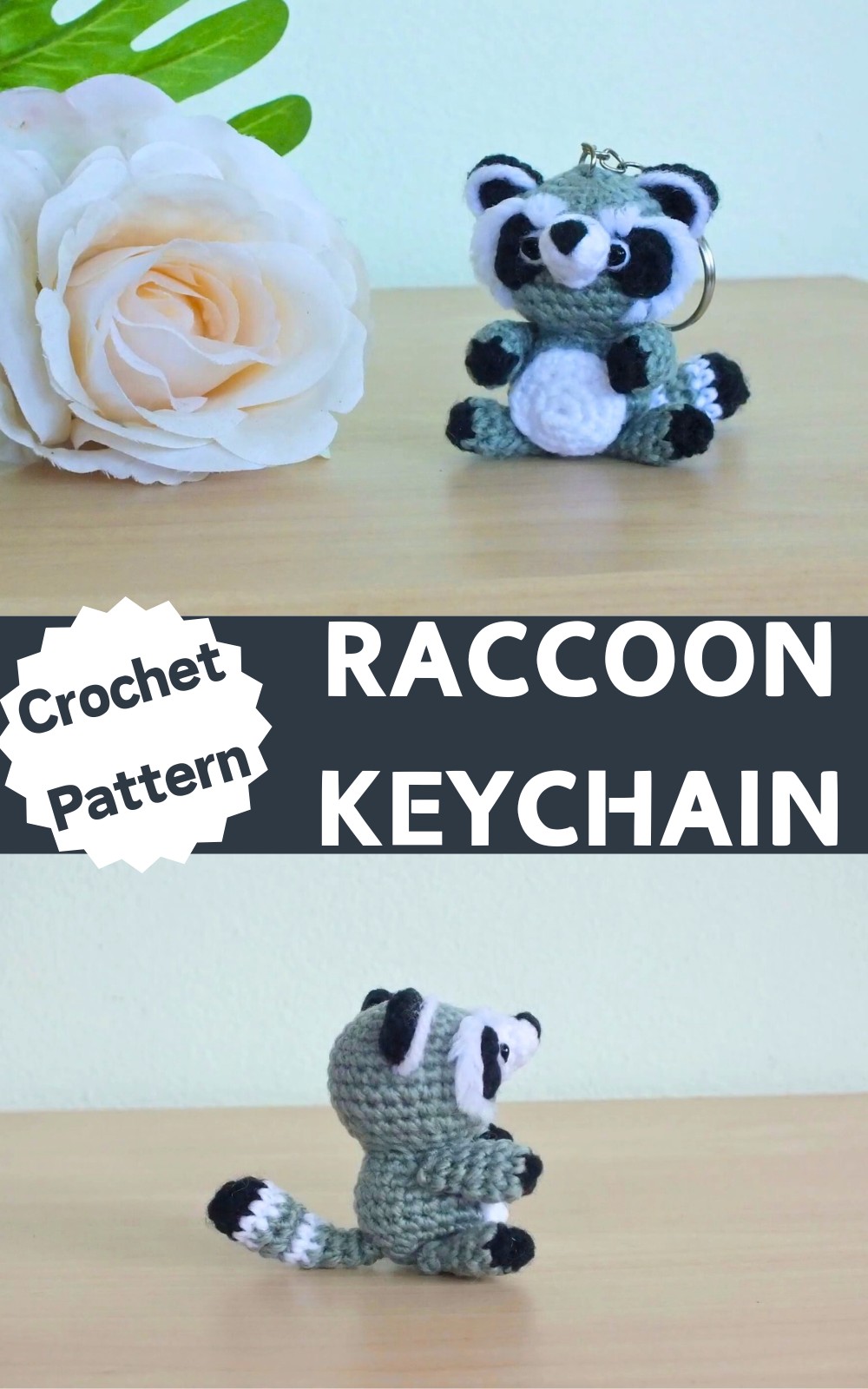 Crochet Raccoon Keychain Amigurumi