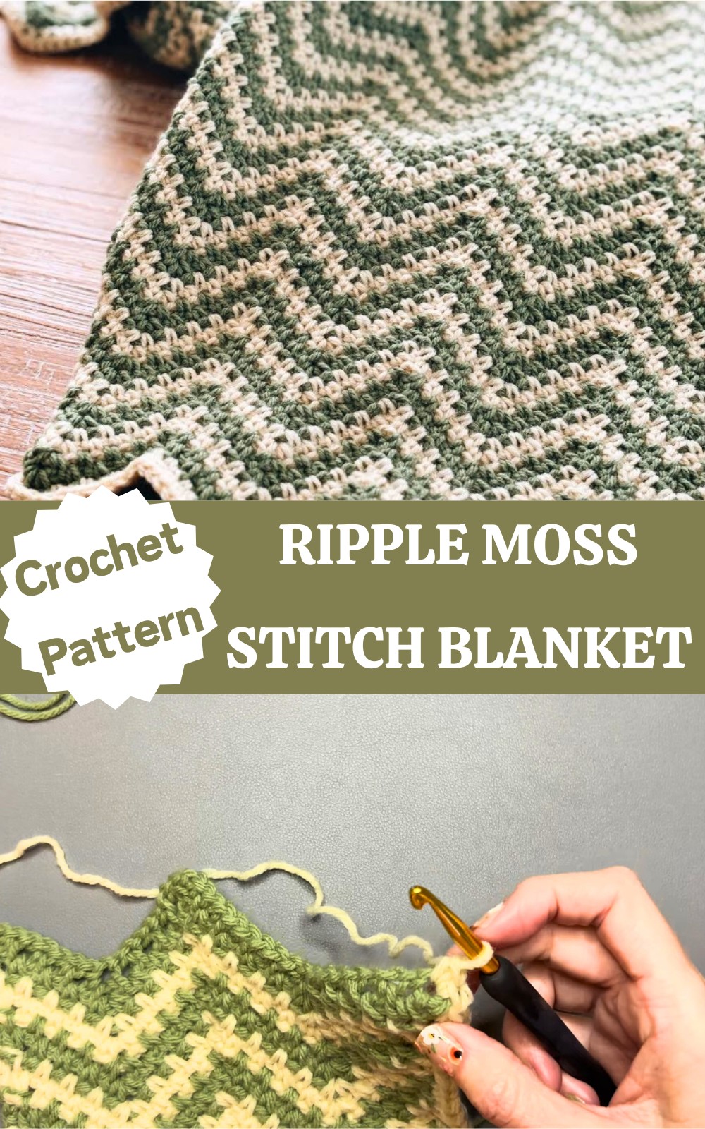 Crochet Ripple Moss Stitch Blanket