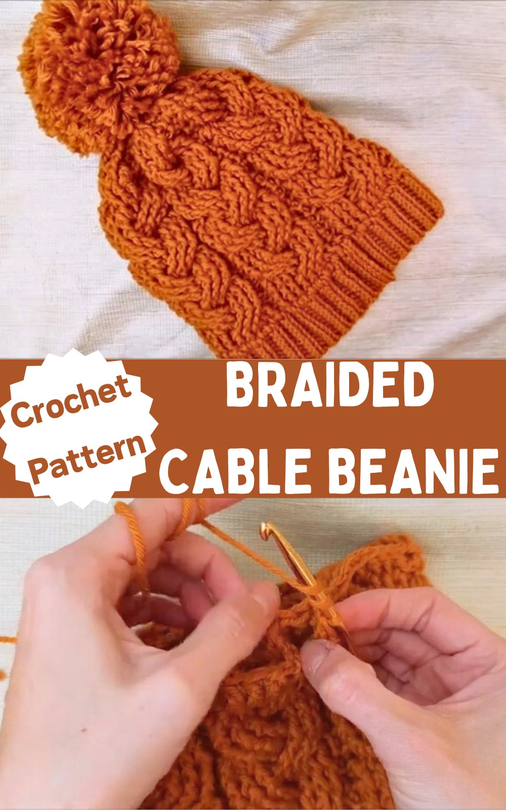 Crochet Simple Braided Cable Beanie