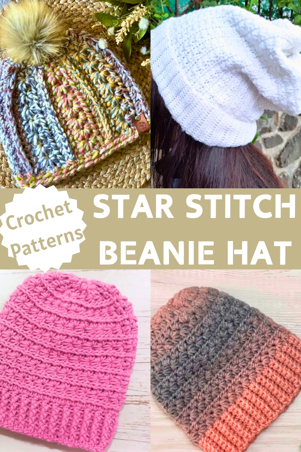 Crochet Star Stitch Beanie Hat 