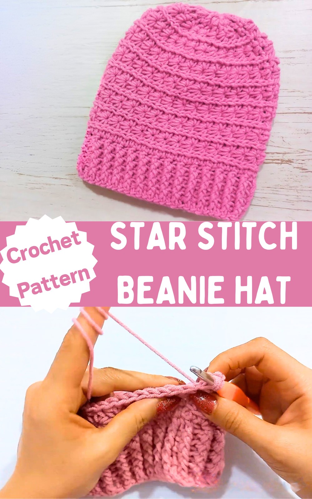 Crochet Star Stitch Beanie Hat