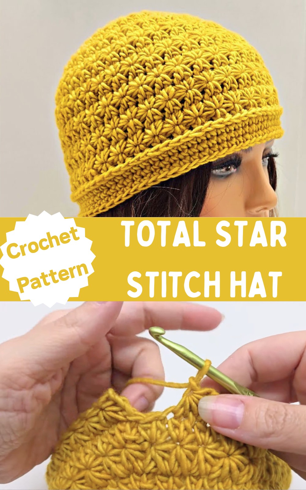 Crochet Top Down Total Star Stitch Hat
