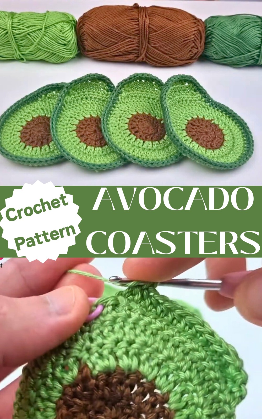 Easy Crochet Avocado Coasters