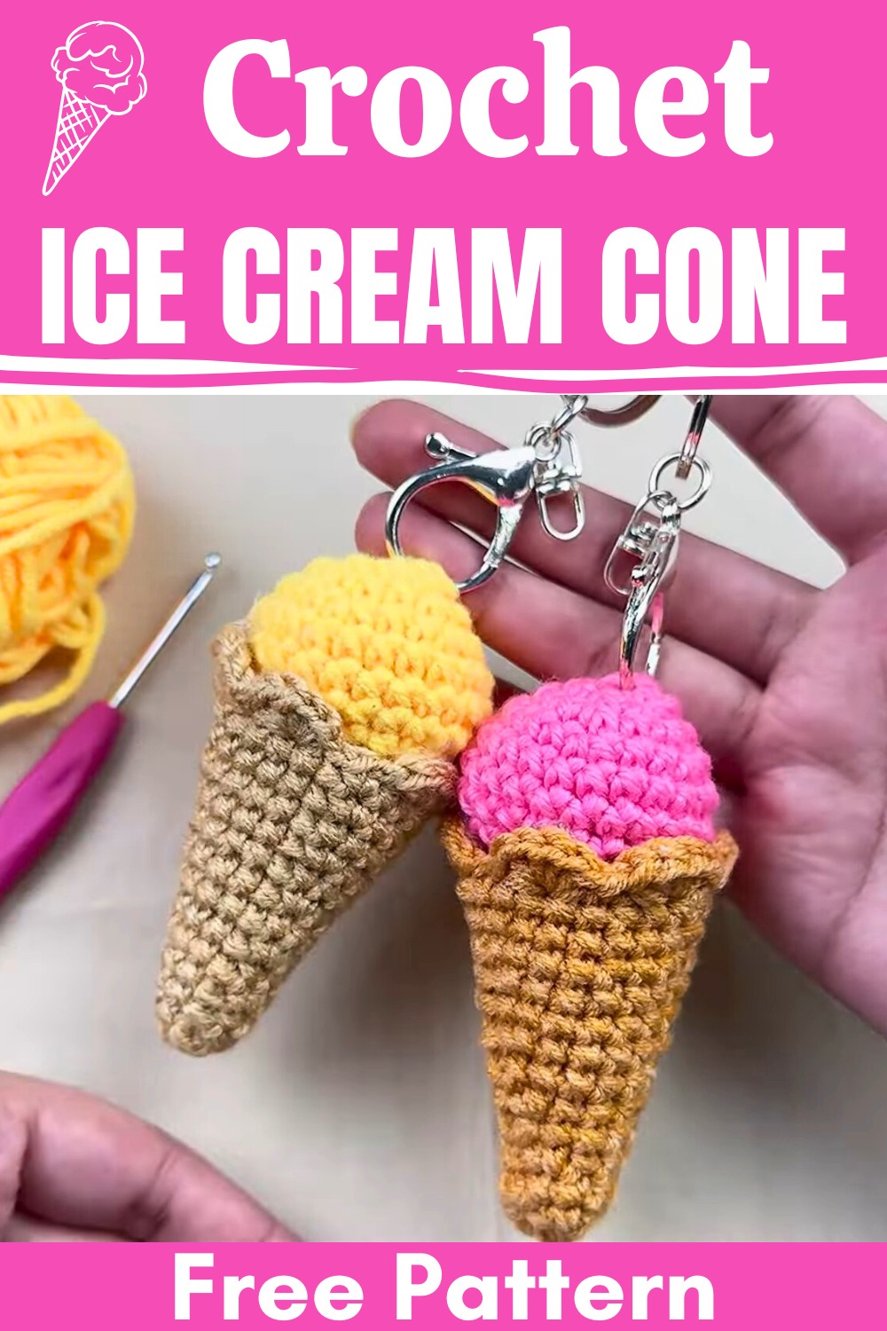 DIY Crochet Ice Cream Cone Keychain Guide