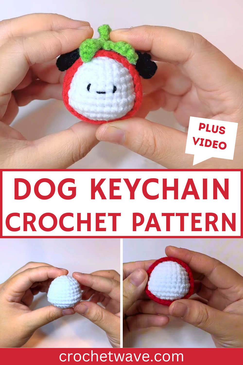 Adorable Strawberry Dog Keychain – Crochet Pattern