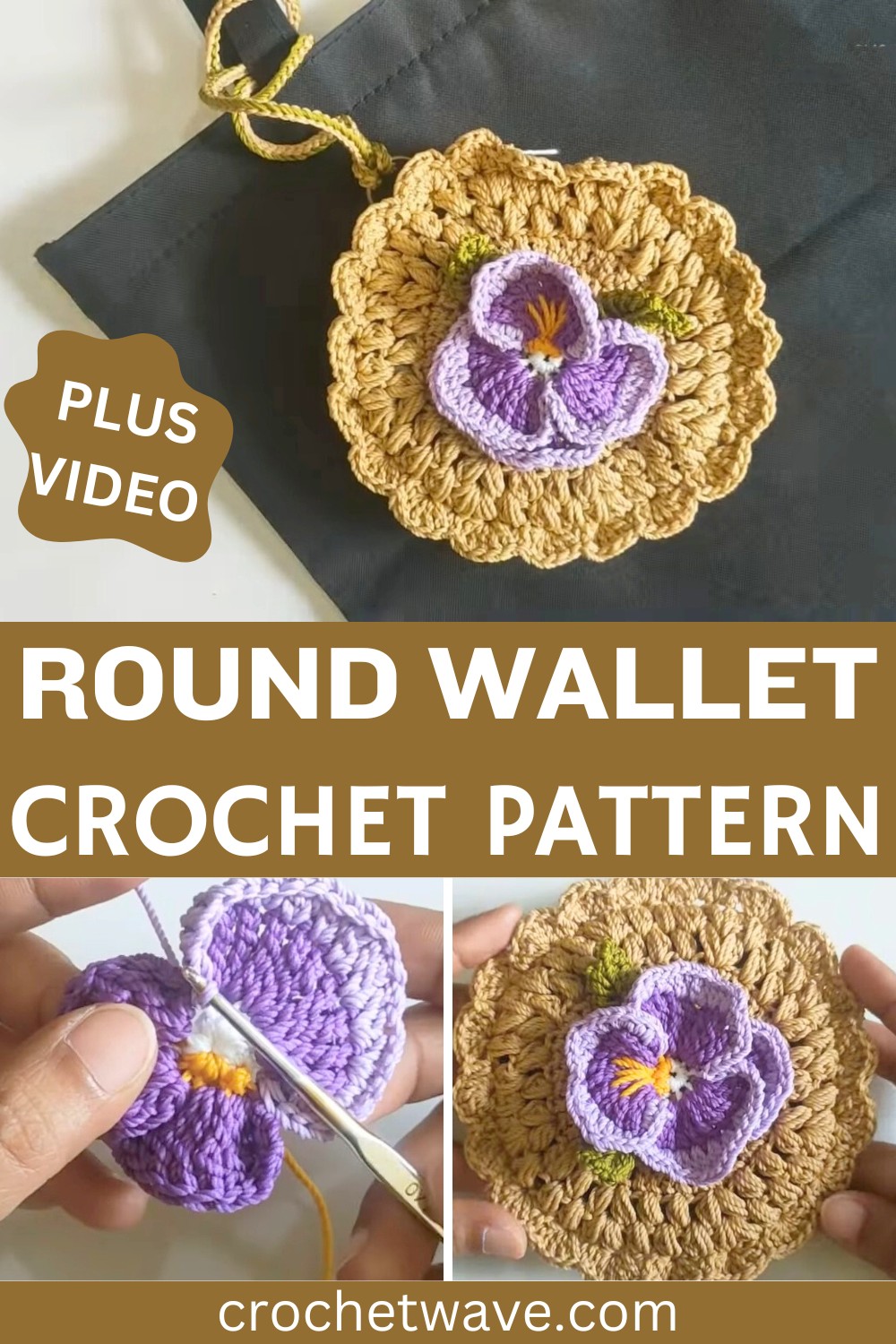 Crochet Round Wallet with Floral Motif – Easy Crochet Guide