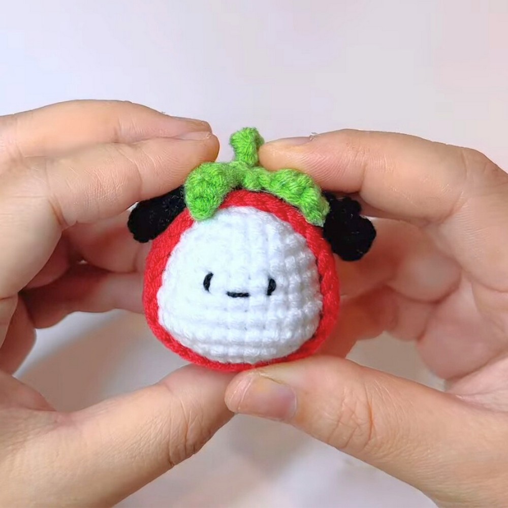 Adorable Strawberry Dog Keychain – Crochet Pattern